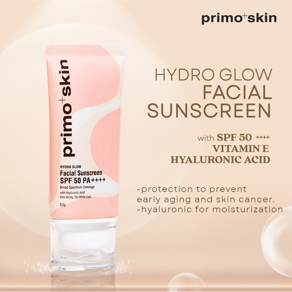 Primo+Skin Hydro Glow Facial Sunscreen (SPF 50 PA++++) w/ Hyaluronic Acid 50g