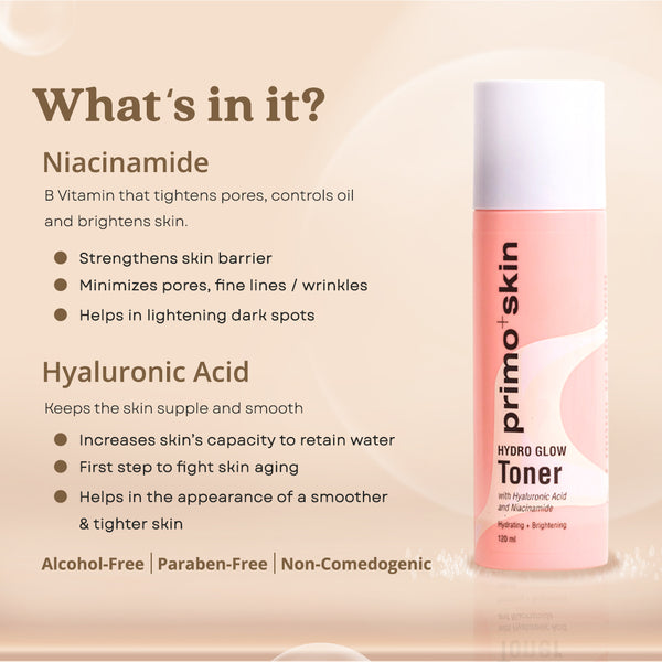 Primo+Skin Hydro Glow Toner w/ Hyaluronic Acid And Niacinamide 120ml